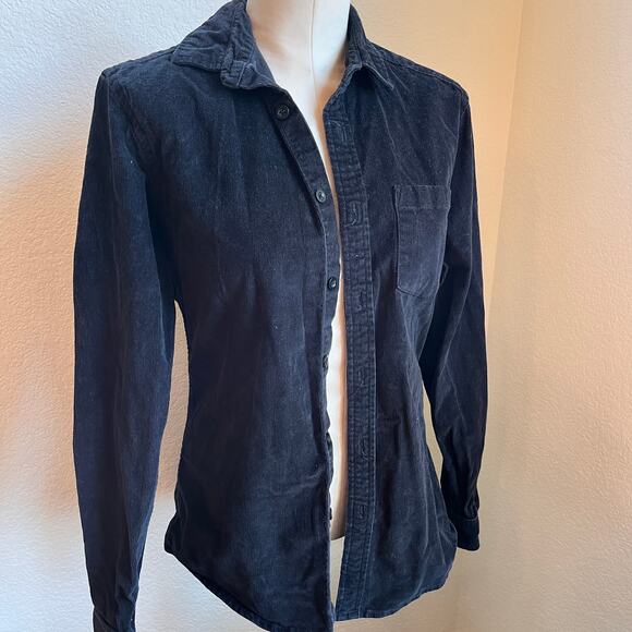 ASOS Black corduroy shirt jacket button down long sleeve Womens XS shacket - Picture 6 of 8